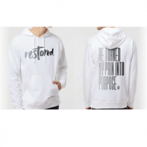 WHITE Hoodie RESTORED Sweatshirt SMALL